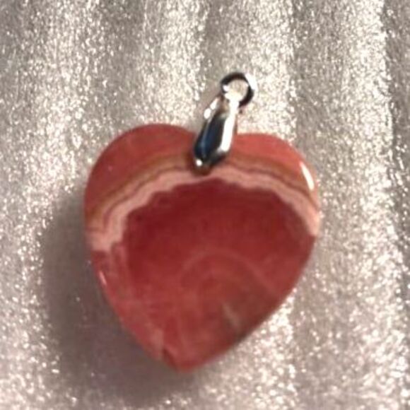 Beautiful Rhodochrosite Heart Pendant - Picture 3 of 5